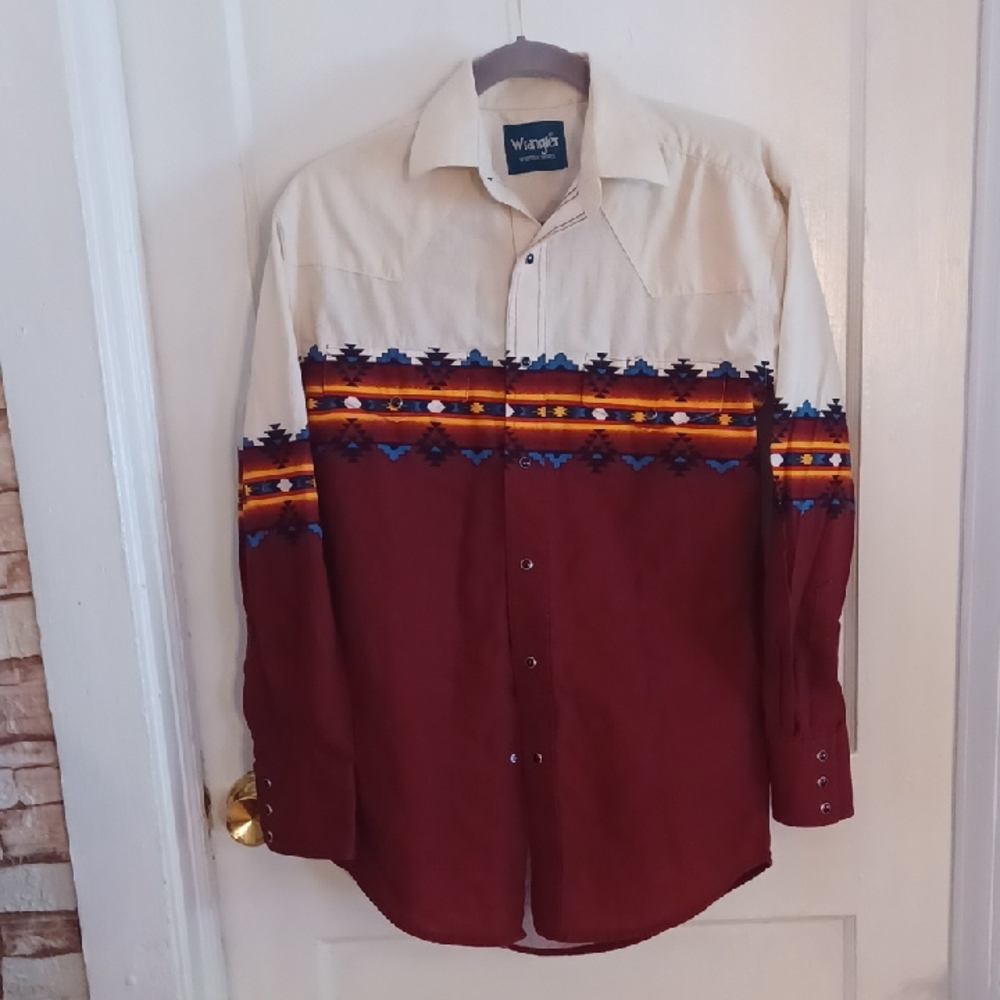 Wrangler Western Shirt Mens Size Small 100% Cotton Snaps